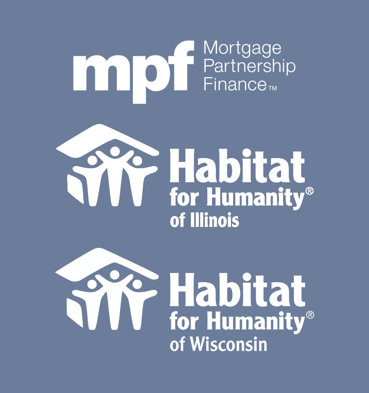 the logo for mpf, habitat of Illinois, and habitat of wisconsin